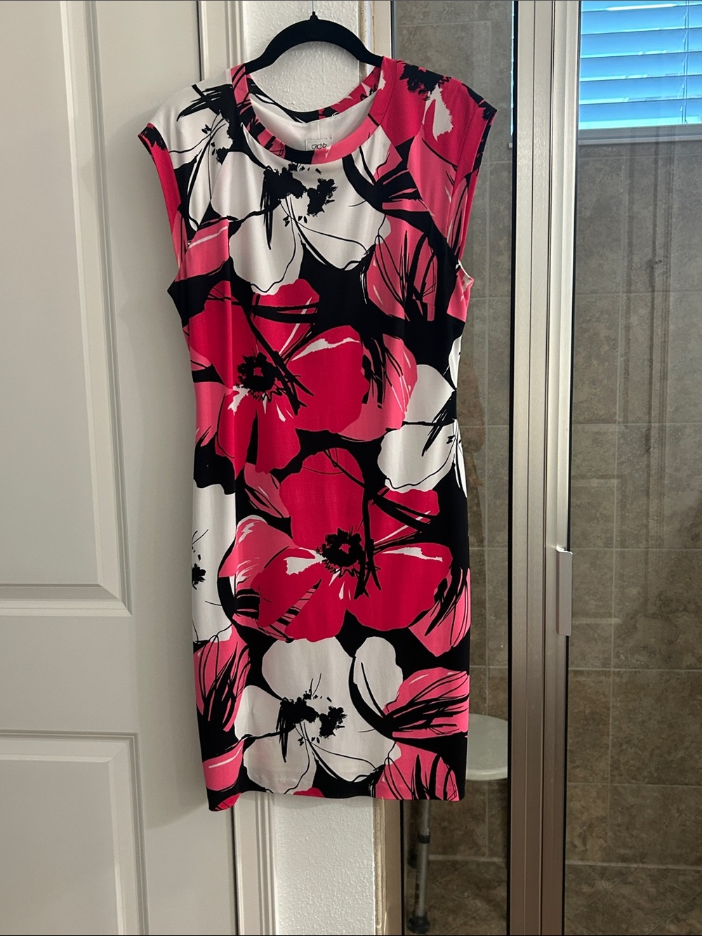 Cache Pink Black and White Floral Sheath Dress